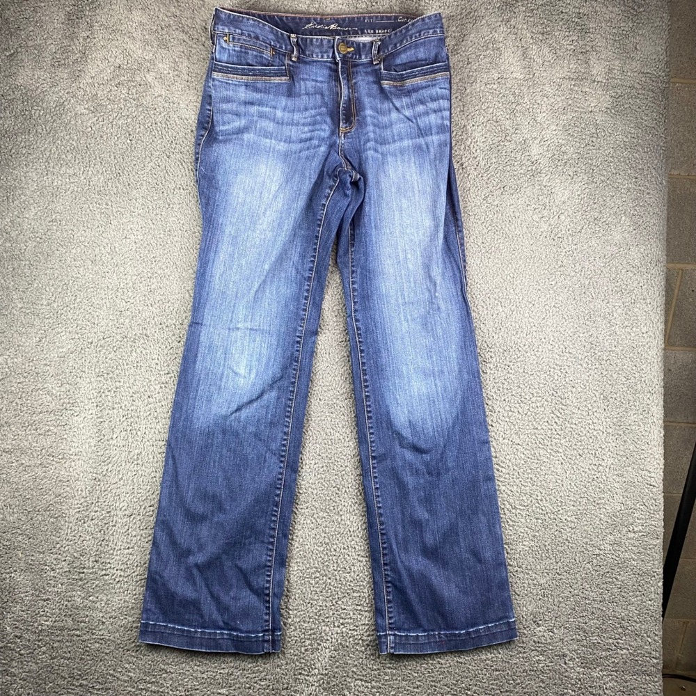Eddie Bauer Curvy Fit Jeans Womens T12 Blue‎ Denim Comfort Stretch